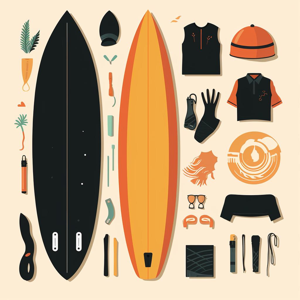 Surfing gear including a longboard and a wetsuit